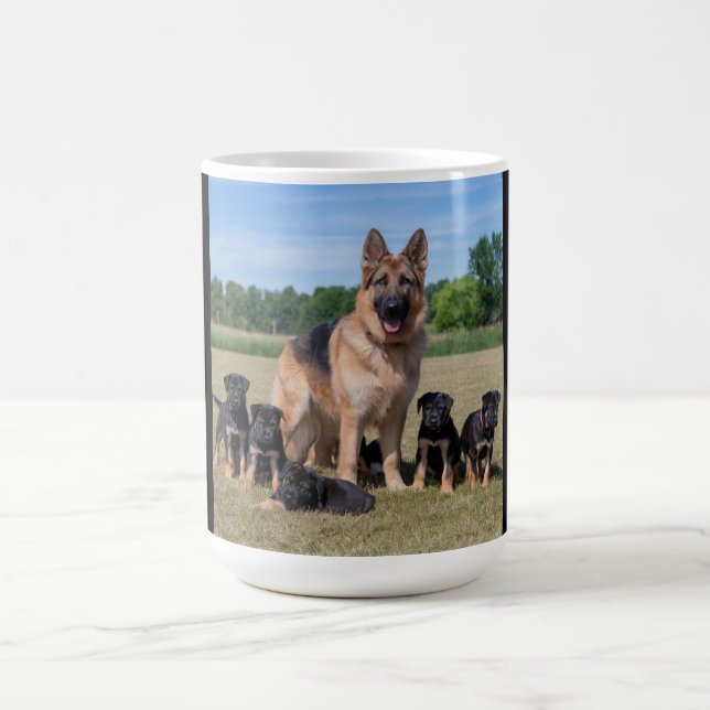 Taza De Café Personalizable Pastor Alemán con Cachorros Adorabl (Centro)
