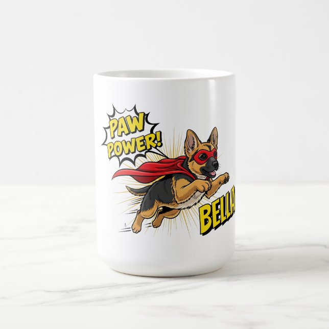 Taza De Café Personalizable Paw Power German Shepherd (Centro)