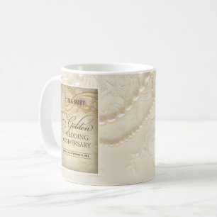 Taza De Café Personalizable, Perlas del 50 aniversario Boda