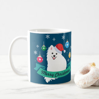 Taza De Café Personalizable perro Spitz japonés Feliz Navidad