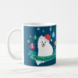 Taza De Café Personalizable perro Spitz japonés Feliz Navidad