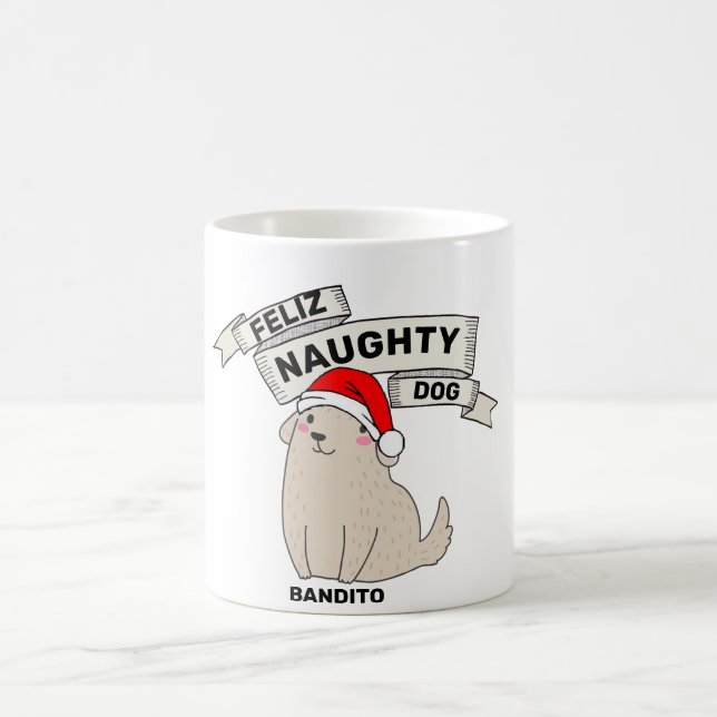 Taza De Café Personalizable personalizado Feliz perro travieso  (Centro)