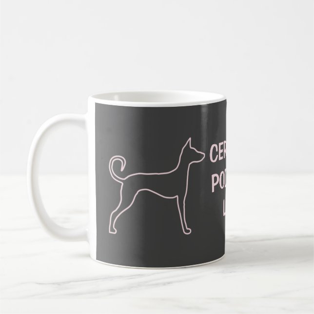 Taza De Café Personalizable Podenco Perro Silueta Rosa (Izquierda)