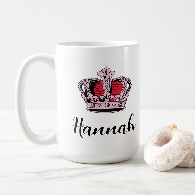 Taza De Café Personalizable Princesa Reina Corona (Con donut)