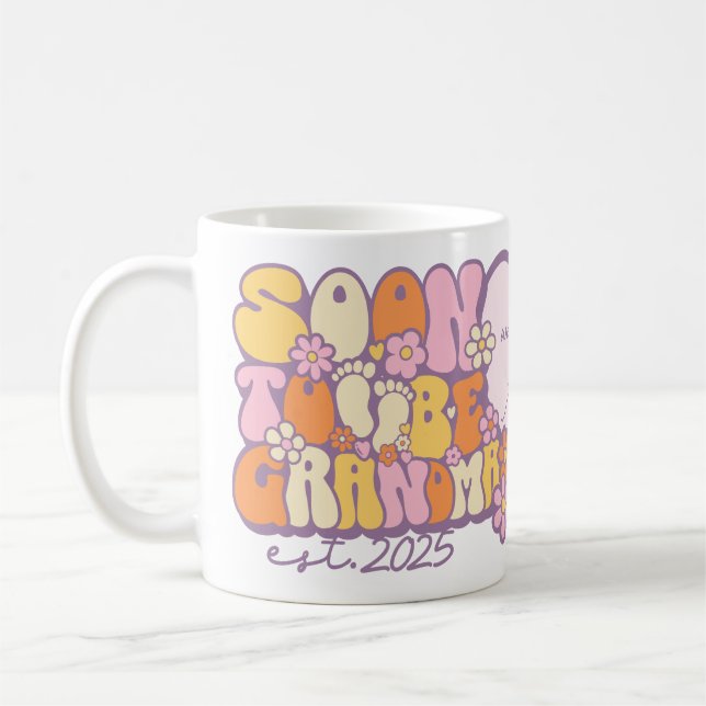 Taza De Café Personalizable "Pronto para ser abuela, Este. 2025 (Izquierda)