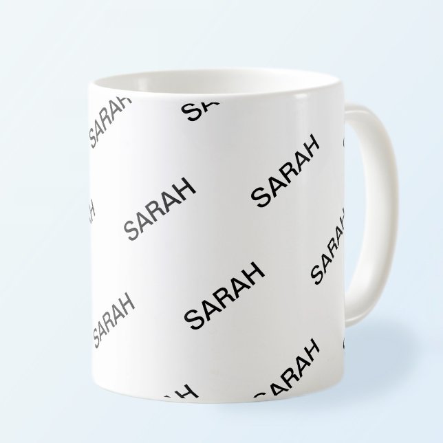 Taza De Café Personalizable Repetir texto Blanco y negro modern (Subido por el creador)