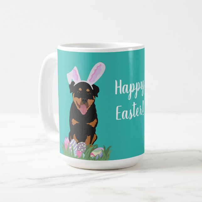 Taza De Café Personalizable Rottweiler Easter (Anverso izquierdo)