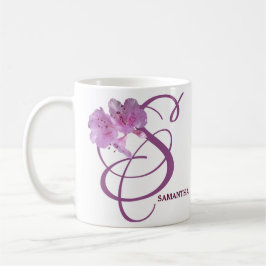 Taza De Café Personalizable Samantha monograma bonito rosa rosa