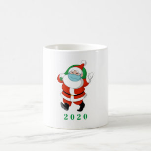 Taza De Café Personalizable Santa con máscara médica