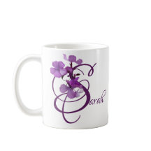 Personalizable Sarah nombre flores moradas boho de