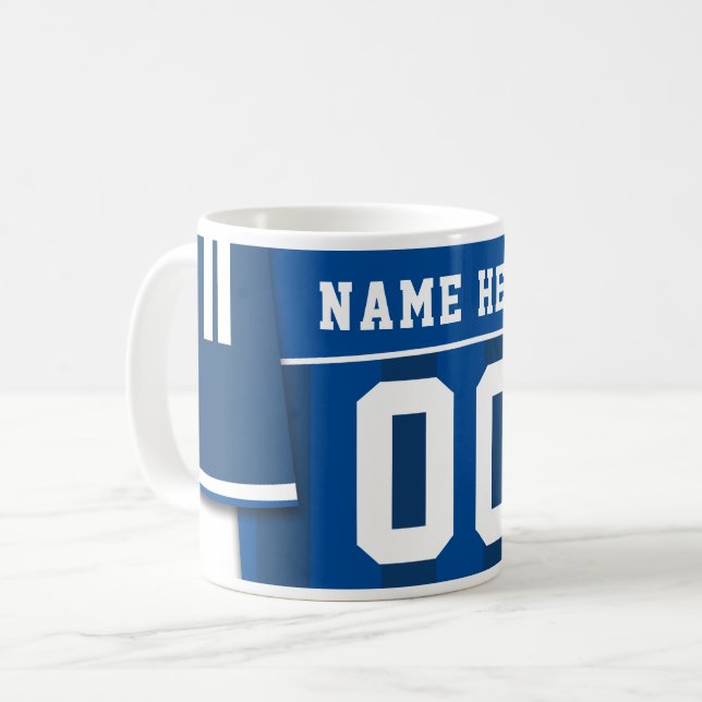 Taza De Café Personalizable Soccer Jersey Mug, Azul, Fútbol (Anverso izquierdo)