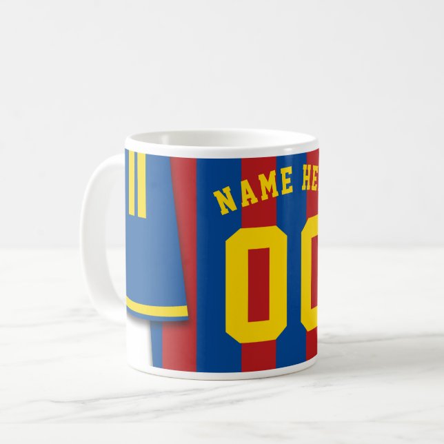 Taza De Café Personalizable Soccer Jersey Mug, Black Gold Strip (Anverso izquierdo)