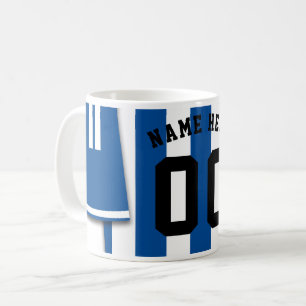 Taza De Café Personalizable Soccer Jersey Mug, franjas azules