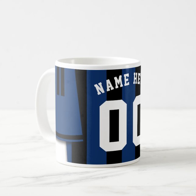 Taza De Café Personalizable Soccer Jersey Mug, franjas azules n (Anverso izquierdo)