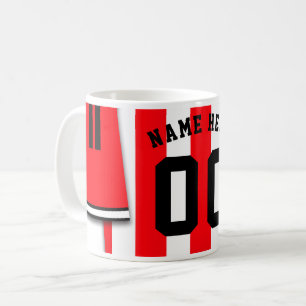 Taza De Café Personalizable Soccer Jersey Mug, franjas rojas