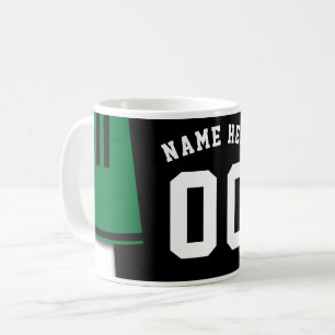 Taza De Café Personalizable Soccer Jersey Mug, negro y verde