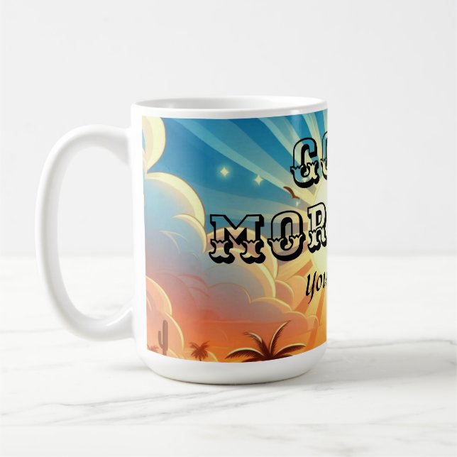 Taza De Café Personalizable Sunrise Buenos días (Izquierda)