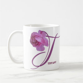 Taza De Café Personalizable Tiffany nombre flores rosadas boho