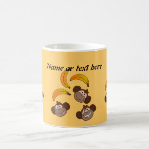 Taza De Café Personalizable tres monos con los plátanos