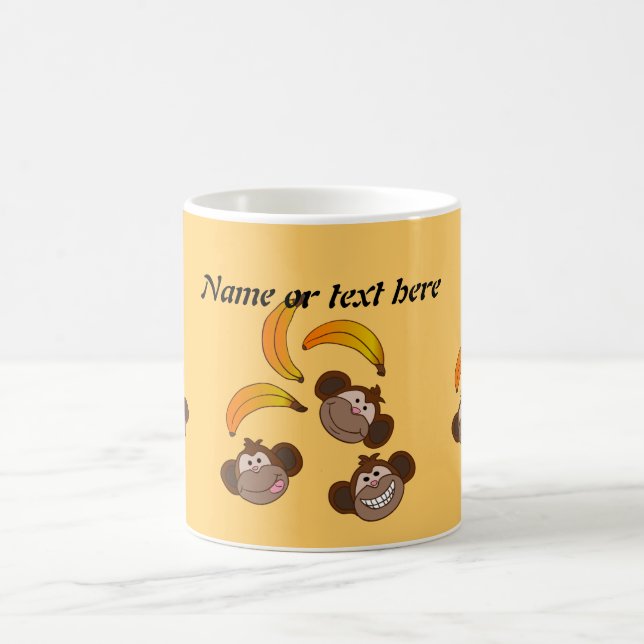 Taza De Café Personalizable tres monos con los plátanos (Centro)