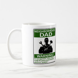 Taza De Café Personalizable Vecindario Papá Advertencia Verde