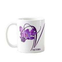 Personalizable Victoria nombre crocus floral morad