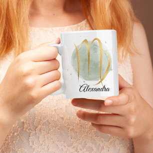 Taza De Café Personalizable Virgo Watercolor Zodiac Diseño Café