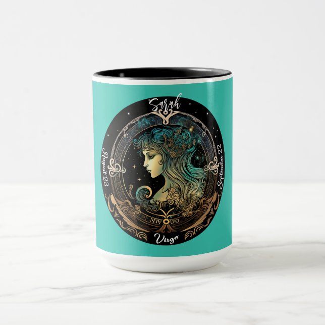 Taza de café personalizable Virgo Zodiaco (Centro)