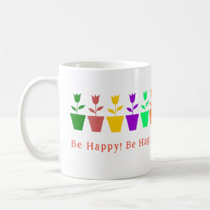 Taza De Café Personalizable y café colorido de tulipanes