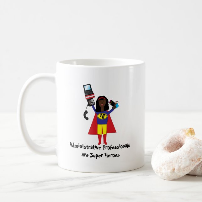 Taza De Café Personalización de héroe de asistente administrati (Con donut)
