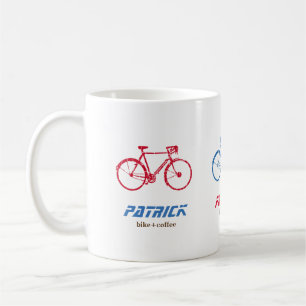 Taza De Café Personalización de la bicicleta roja y azul