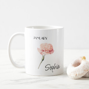 Taza De Café Personalización de la flor de enero