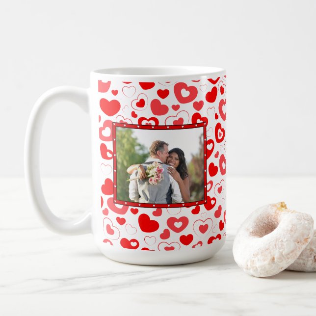 Taza De Café Personalización de la foto El día de San Valentín  (Con donut)