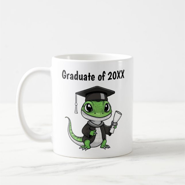Taza De Café Personalización de la graduación de Lizard Gecko (Izquierda)