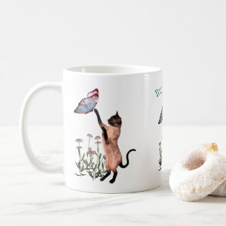 Taza De Café Personalización de la marea mariposa gata siamesa