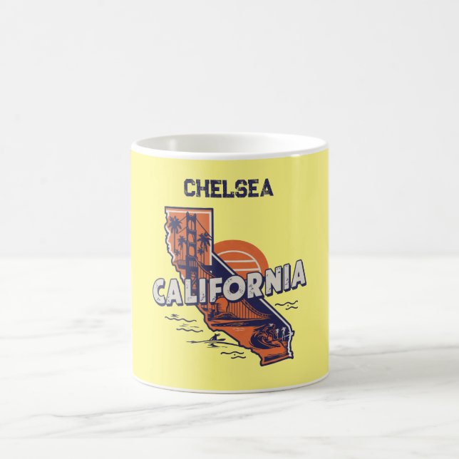 Taza De Café Personalización de la silueta de estado retro de C (Centro)
