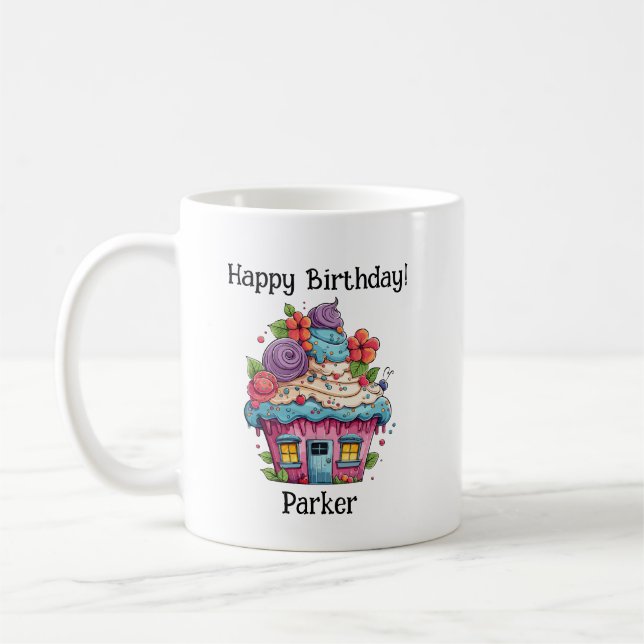 Taza De Café Personalización de la tarta Chica de cumpleaños (Izquierda)