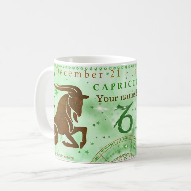 Taza De Café Personalización de rasgos zodiacos de Capricornio  (Anverso izquierdo)