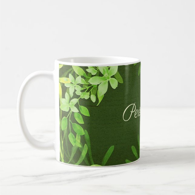 Taza De Café Personalización del follaje de hojas verdes (Izquierda)