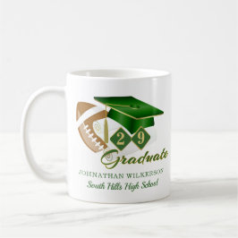 Taza De Café Personalización del Fútbol de Graduación Verde