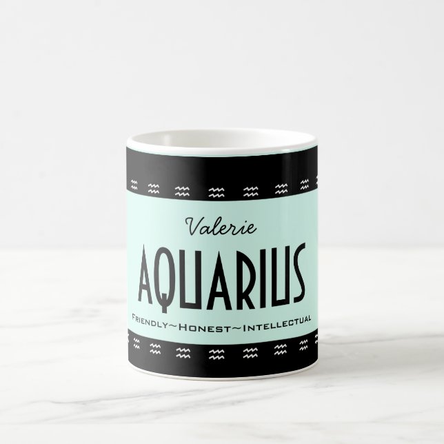Taza De Café Personalización del nombre-color AQUARIUS cumpleañ (Centro)