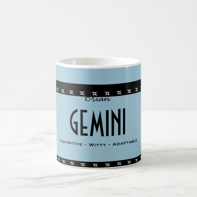 Taza De Café Personalización del nombre-color GEMINI cumpleaños (Centro)