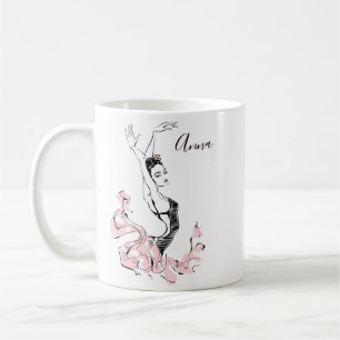Taza De Café Personalización del sketch de Ballerina en rosa