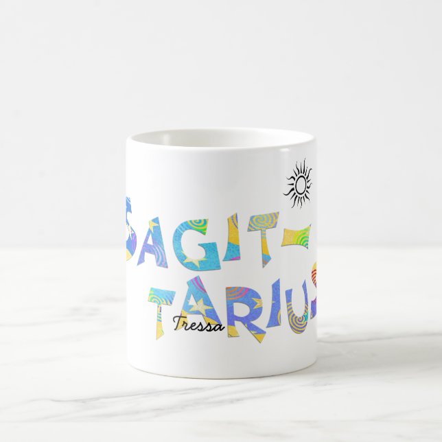Taza De Café Personalización Nombre-SAGITTARIO Cumpleaños Zodia (Centro)