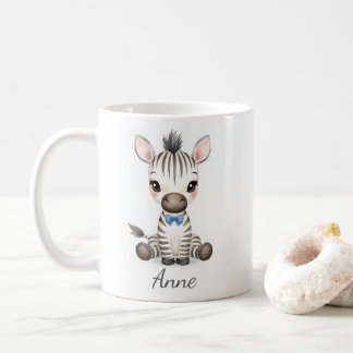 Taza de café personalizada adorable bebé cebra saf