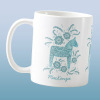 Taza de café personalizada azul turquesa con cabal