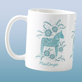 Taza de café personalizada azul turquesa con cabal