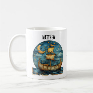 Taza de café personalizada barco vikingo