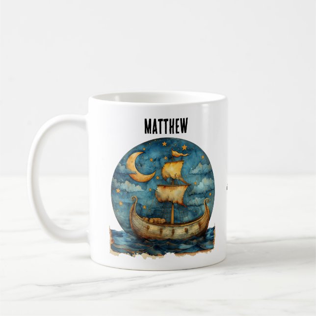 Taza de café personalizada barco vikingo (Izquierda)