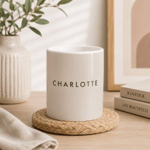 Taza de café personalizada beige moderna